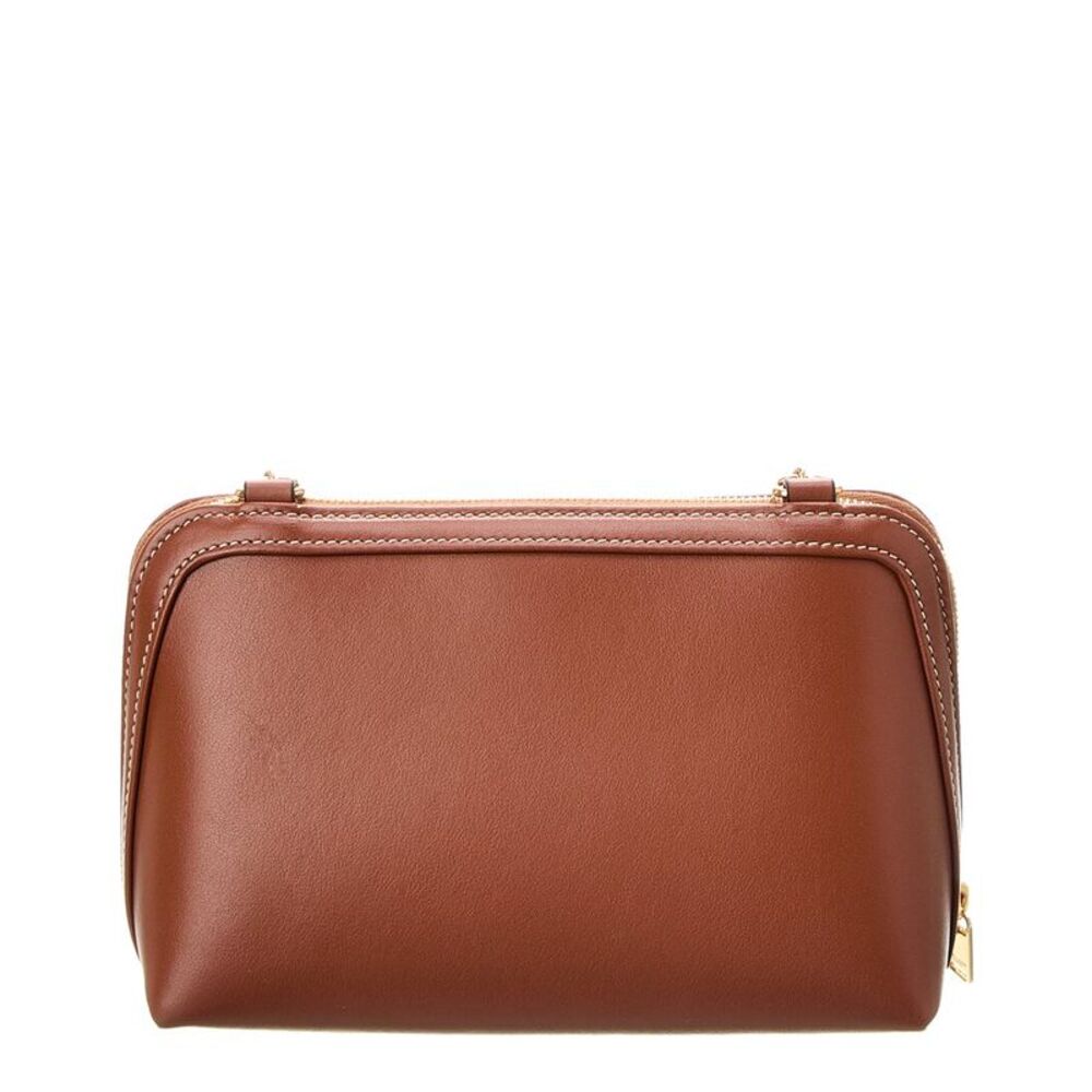 Celine Triomphe Leather Clutch On Chain, Brown - Picture 2 of 4